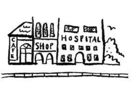 18.There is a shop between the hospital and café.