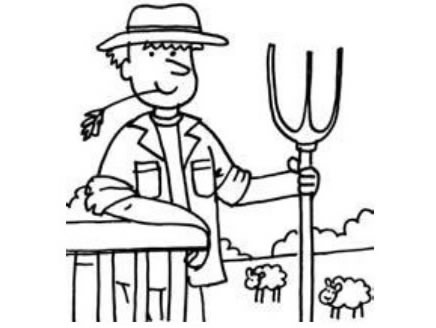 22.He works on a farm.